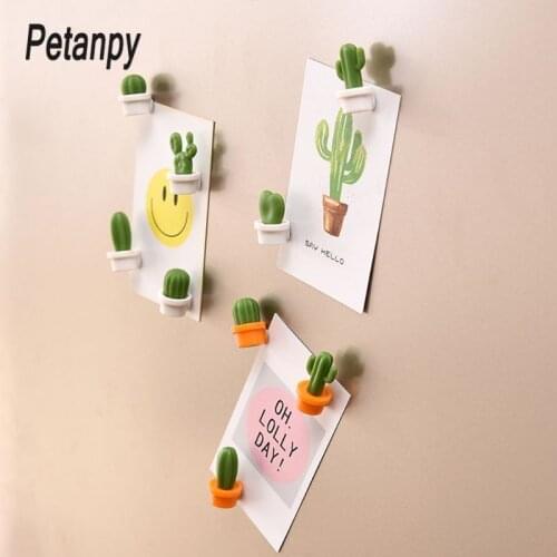 6pcs Fridge Magnets Cute Succulent Plant Magnet Button Cactus Refrigerator Message Sticker Magn Funny Children Birthday Gift