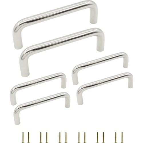 6 Pack Cabinet Hardware,Stainless Steel Arched Curved Drawer Handle Pulls,Solid Dresser Kitchen Cupboard Box Cabinet Handle 96mm