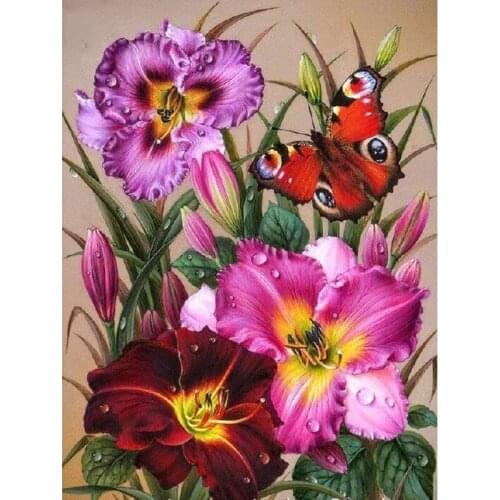 Diamond Painting Full Square Drill Flower Wall Decor Rhinestone Embroidery Mosaic Butterfly 5D Handmade