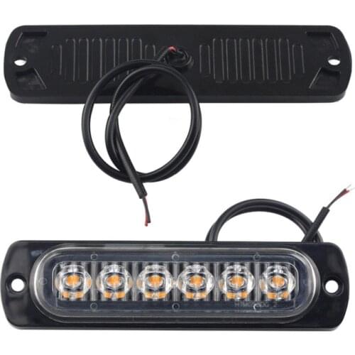 Emergency Strobe Light 6 LED Amber Universal 12V Flashing Recovery Warning Side Beacon Caution For Car Truck