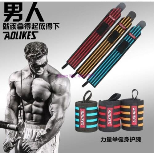 By DHL 50pair AOLIKES Wrist Support Straps Wraps For Weight Lifting Fitness Gym Sport Wristbands Hand Bands 3 Colors Training