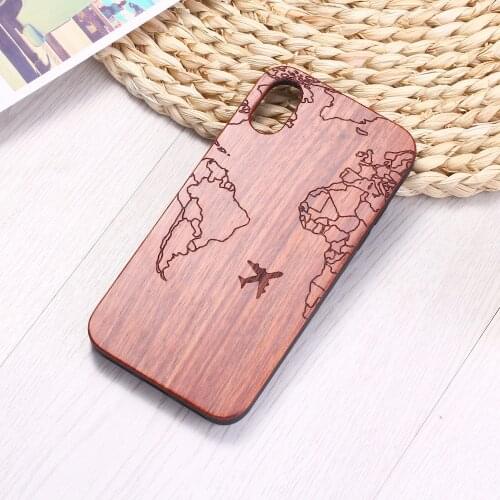 Passport Flight Travel World Map Engraved Wood Phone Case Funda For iPhone 6 6S 6Plus 7 7Plus 8 8Plus XR X XS Max 11 Pro Max