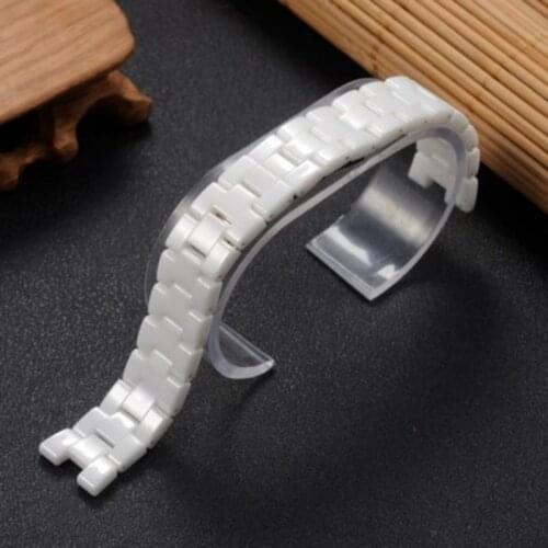 Black and White Ceramic Watch Band concave Ceramic Watch Band 16*6mm 18*7mm for Couples watch