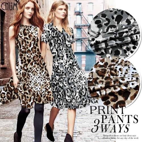 CNUM SP545 Pure Silk/Leopard Printing/Silk Fabric 93% Silk 7% Spandex Charmeuse/Width1.18yd Thickness19mm