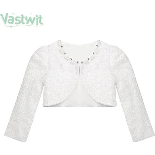 Children Kids White Floral Lace Bolero Jacket Bridal Shrug Cape Wedding Party Cloaks Shawl Cardigan Outerwear Flower Girls Coats