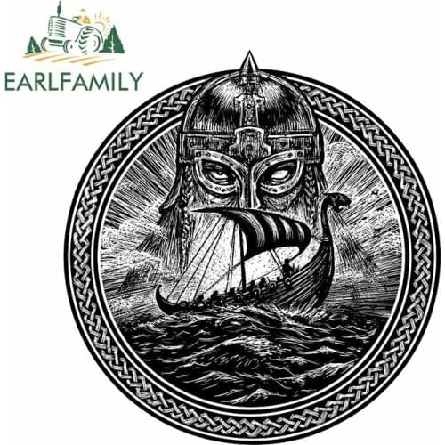 EARLFAMILY 13cm x 12.3cm for God Odin Storm Sea and Drakkar Bumper Windshield Anime Car Stickers Refrigerator Waterproof Decal