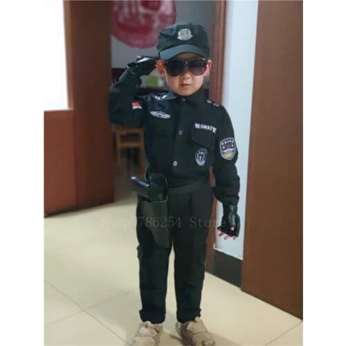 Halloween Children Policeman Cosplay Boys Performance Stage Suits Childrens Day Gift for Kids Fancy Carnival Party Costumes