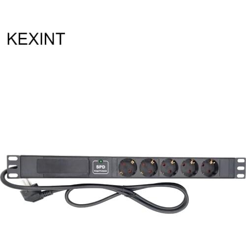 KEXINT 19-inch 1U 5-unit PDU network cabinet rack European standard socket switch EU power distribution board 1.5m plug cable