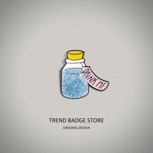 Alloy brooch flash bottle pin pin badge cute cartoon student brooch wholesale