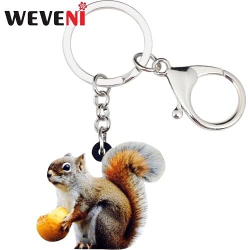 WEVENI Acrylic Sweet Squirrel Nut Key Chains Keychain Bag Anime Animal Jewelry For Women Girls Party Holder Car Charms Gift