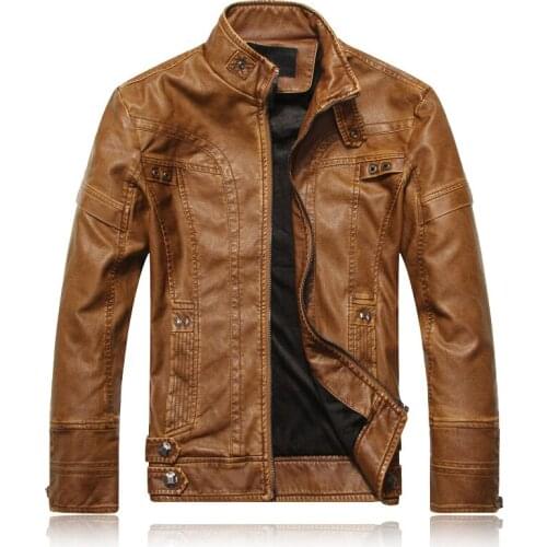 Velvet Coat Motorcycle Causal Vintage Leather Jacket Coat Men Autumn Outfit Fashion Biker Pocket Design PU Leather Jacket Men