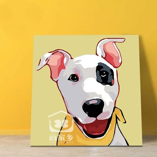 Cartoon small cute animal dog cat digital paint by numbers modular painting oil painting by numbers gift for kids