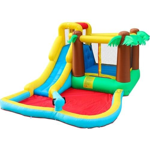 Wild Jungle Inflatable Bounce House Bouncer Jumping Playground Trampoline Bouncy Castle Water Slide with Pool for Kids