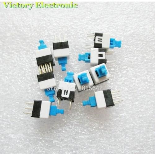 New 20PCS/Lot 7X7mm 7*7mm 6Pin Push Tactile Power Micro Switch Self lock On/Off button Latching switch Wholesale Electronic
