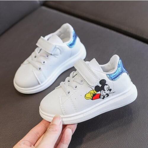 Disney New Children Shoes Boys Sport Shoes Fashion Brand Girls Sneaker Mickey Mouse Soft Leather Casual Baby Kids Running Shoes