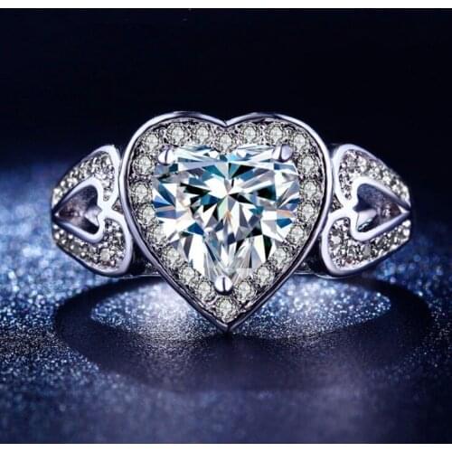 2021 Summer new inserts square hot Fine jewelry Authentic 925 silver Heart Ring Crystals From Austrian Women Wedding Jewelry