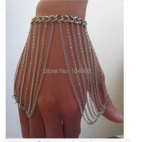 NEW Style HE0026 Women Fashion Silver Plated Muti-layers Chains Bracelet Hand Jewelry 2 colors