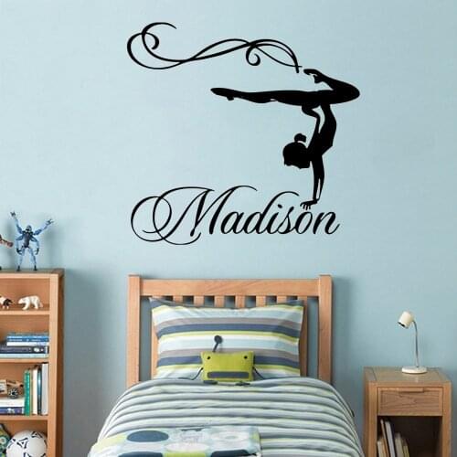 Personalized Girl Name Gymnast Gymnastics Dance Dancing Vinyl Wall Wall Stickers Vinyl Removable FM-18