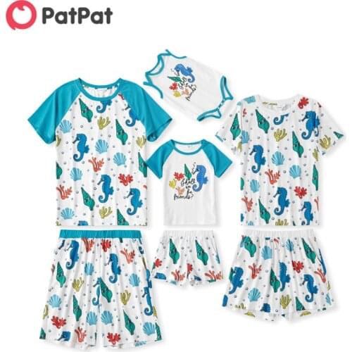 PatPat Ocean Creature Pattern Family Matching Pajamas Sets（Flame Resistant