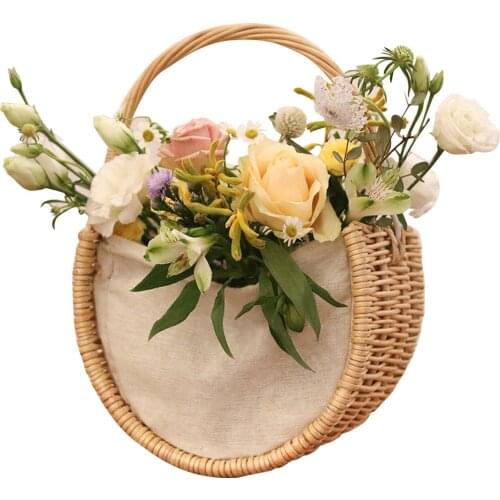 Semi-circular Portable Flower Basket Fruit Basket Portable Hand for Wedding Shop Arrangement Planting Home Storage Decoration