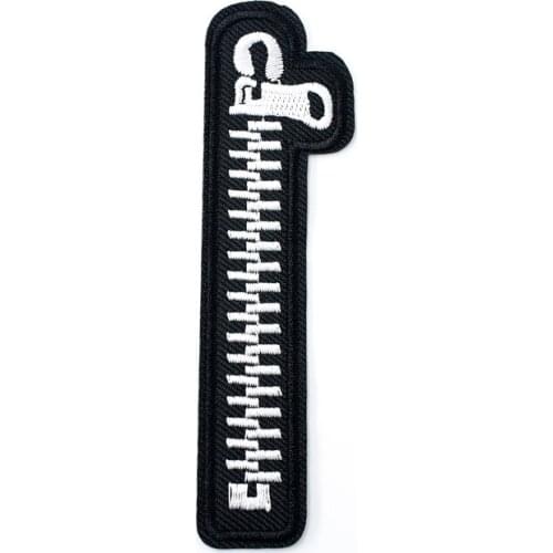 Black Zipper Size:3.0X11.8cm Cloth Patch Badge Embroidered Cute Badges Abstract Iron On Kids Patches For Clothes Stickers