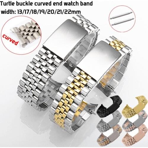 316L Stainless Steel Watchbands Bracelet 13mm 17mm 18mm 19mm 20mm 21mm 22mm Curve End Metal Watch Strap Replacement Band