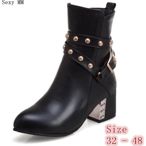 Spring Autumn High Heels Women Ankle Boots High Heel Shoes Woman Short Boots Small Plus Size 32 33 - 40 41 42 43 44 45 46 47 48