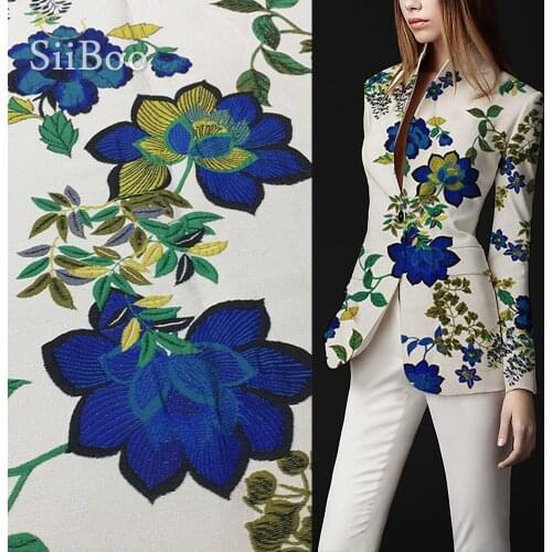 Siiboo polyester jacquard fabirc flora pattern yarn dyed for women dress blazer Tissu jacquard teint en fil sp6373