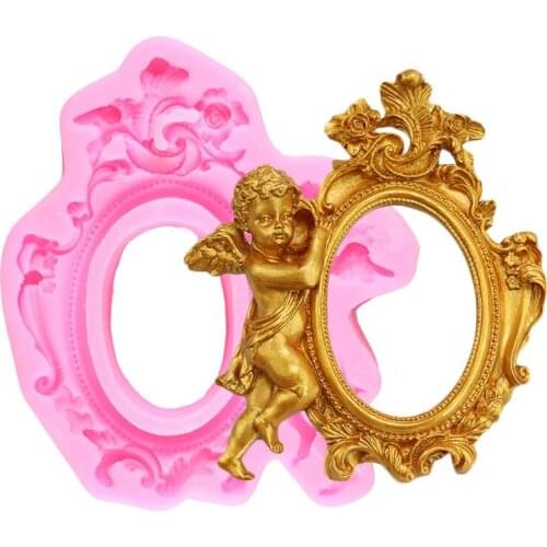 Angel Frame Silicone Mold Baby Birthday Cake Border ​Cake Decorating Tools Chocolate Fondant Mould Polymer Clay Candy Molds