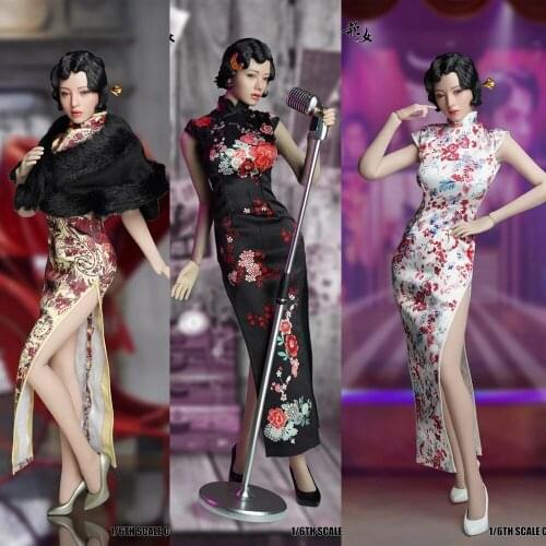 SUPER DUCK SET046 1/6 Cheongsam suit Shanghai Singer Girl A B C Three Styles With Head Carving Set in stock
