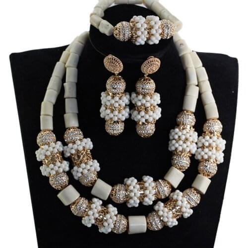 African Wedding White Coral Original Beads Jewelry Set Chunky Coral Beads Statement Necklace Jewelry Set CNR891