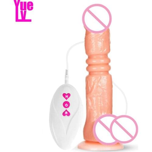 YUELV 12 Mode Telescopic Warming Vibrator Realistic Dildo With Suction Cup USB Charging Vibrating Artificial Penis Sex Toys
