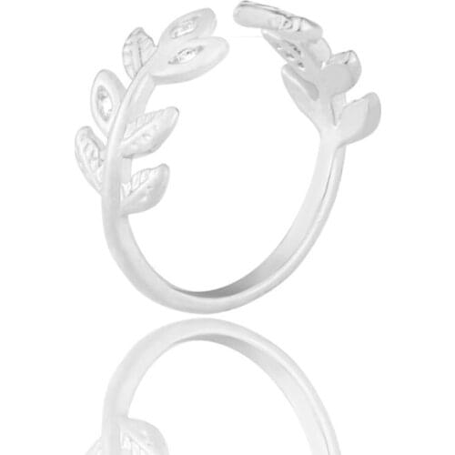 Flower Crystal Leaves Design Women Ring Fashion Finger Ring Jewelry Gift AADUOXJZ