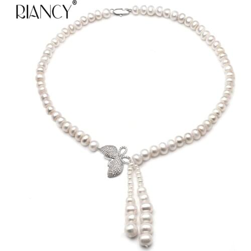 Fashion Jewelry White Natural Freshwater Pearl Necklace For Women wedding gift 8-9mm Necklace Beads Jewelry Necklace