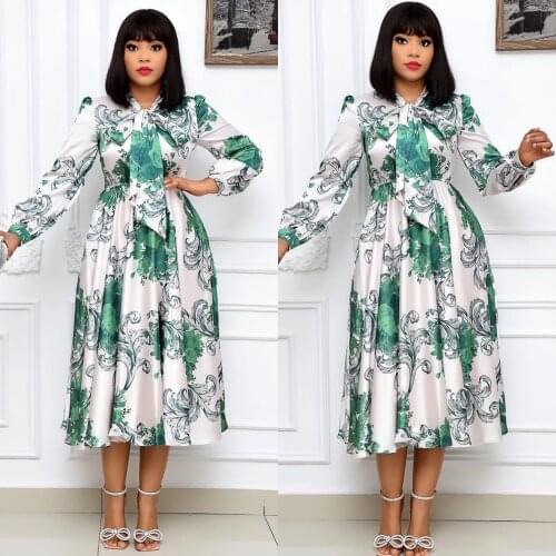 Long Sleeve Plus Size Dress African Clothes For Women Printing Dresses Ladies Temperament Costume European Clothing YS1387