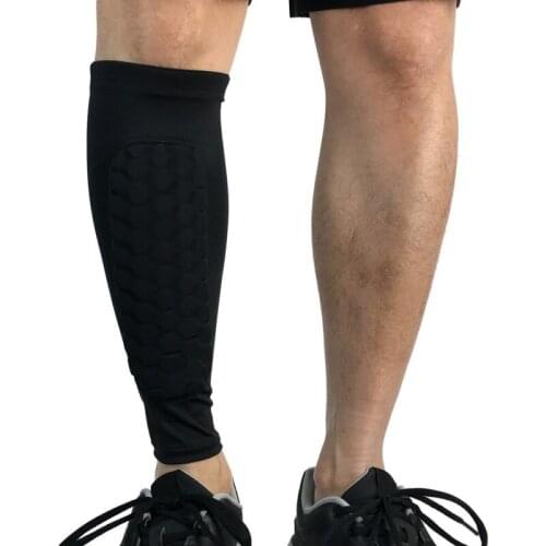 1Pcs Sport Football Shin Guard Protector Leg Calf Compression Sleeve Honeycomb Anti-crash Gym Soccer Cycling Running Leg Warmers