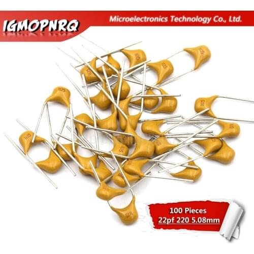 100Pcs monolithic capacitor 22PF 220 50V 10% Pitch 5.08MM ceramic capacitor 0805