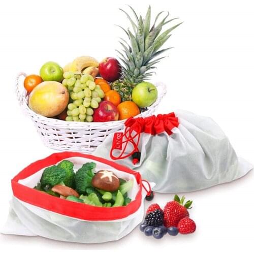 12PCS Colorful Reusable Fruit Vegetable Bags Net Bag Produce Washable Mesh Bags Kitchen Storage Bags Toys Sundries