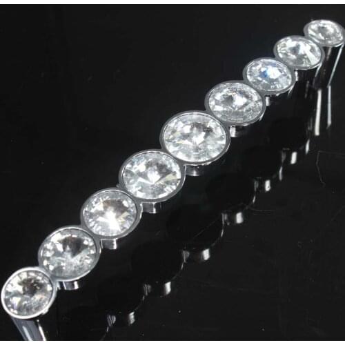 128mm modern fashion glass diamond furniture handle K9 crystal drawer cabinet pull 5" silver chrome dresser cupboard handle pull