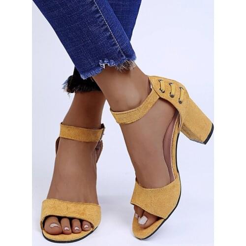 2021 Women Sandals Fashion Thick Heel Peep Toe Womens Shoes Mesh Breathable Sandals Ladies Plus Size Ladies Summer Sandal
