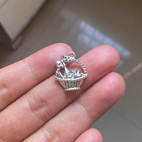 30pcs Basket Wine Picnic Baskets Fruit Cheese Charms For DIY Making Necklace Jewelry Handmade Earrings Pendants Accessories