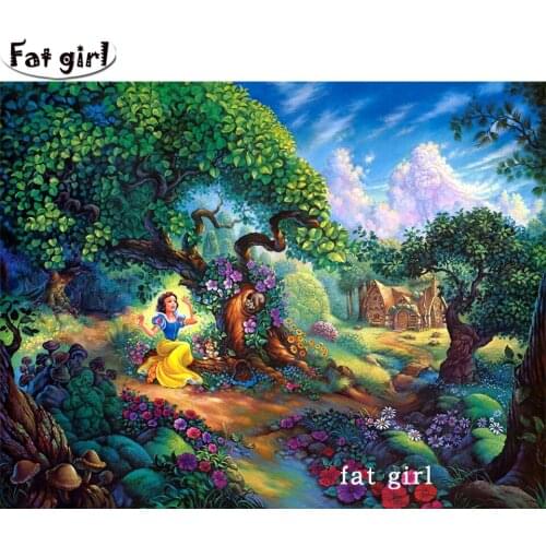 5D DIY Diamond Embroidery Cartoon Princess Mosaic Kit Picture Landscape Tree Diamond Painting Full Square Round Rhinestone