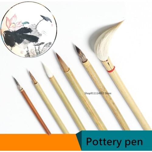 6pcs/set Pottery Writing Brush Bamboo Brush Painting Painted Hook Pen Sweeping Ash Moisturizing Brush Ceramic Clay Polymer Tool