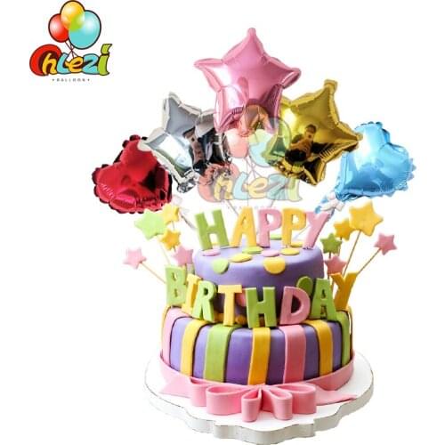 5 inch Cake Decorating Supplies Stick Star Heart Birthday Party Wedding balloons Kid' & Toys Party DIY Globos Baby shower