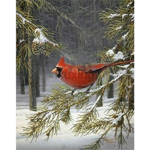 Diamond embroidery needlework Snowy forest bird diamond painting mosaic Rhinestone cross-stitch handmade Mural decoration gift5D