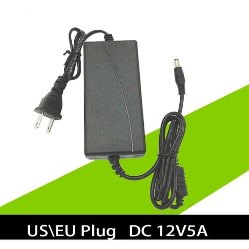 US\EU Plug 5.5*2.1mm AC 100V-240V to DC 12V 5A Power Supply Adapter Converter Charger For Amplifier LED Monitors