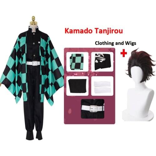 Cosplay Demon Slayer Tanjirou Kamado Tomioka GiyuuAnime Cosplay Costume Kimetsu no Yaiba Men Kimono Cloak Wig Halloween Costume