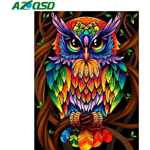 AZQSD Diamond Painting Full Square Needlework Crafts Handmade Diamond Mosaic Animal Owl Picture Of Rhinestones Home Decoration