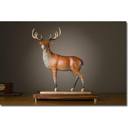 45CM Large 2021 Global Limited Edition thriving business Good luck Auspicious deer animal brass Sculpture home office Ornament