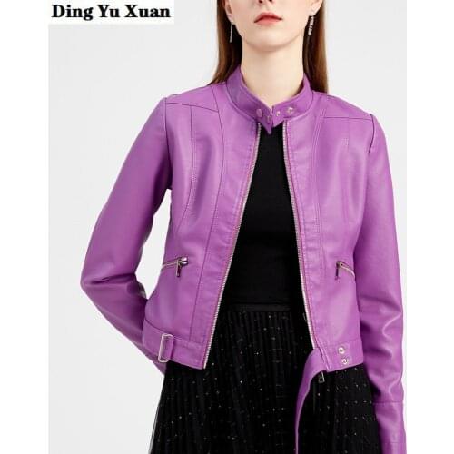 Ding Yu Xuan Women's Leather Bomber Jackets